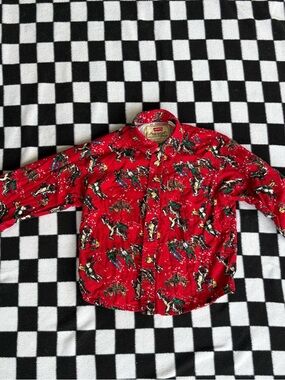 Vintage Levi’s Kids Western Shirt Red Cowboy Print Button Up Size 5